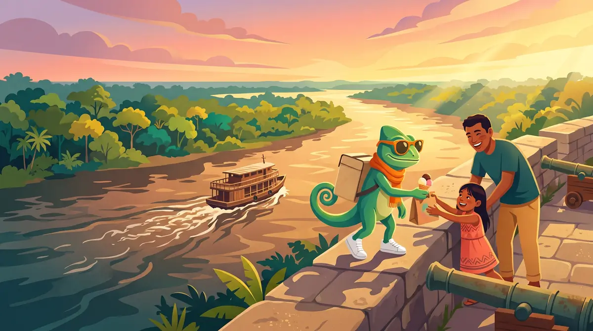 Ilustração do rio Amazonas visto de Óbidos