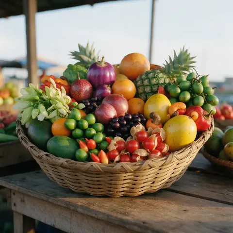 Cesta de frutas e verduras